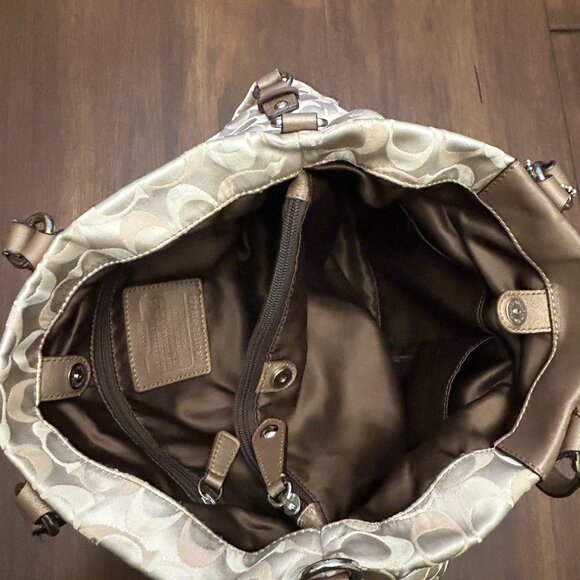 Coach F18450 Ashley Signature Sateen Satchel Bag Brown Khaki - Picture 8 of 16